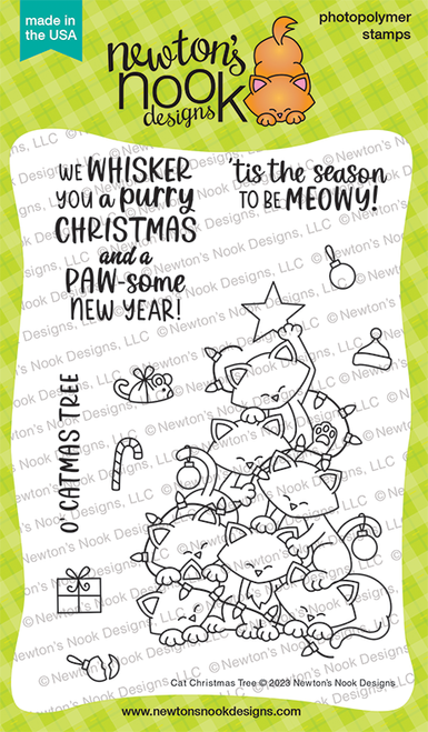 Cat Christmas Tree Stamp Set ©2023 Newton's Nook Designs