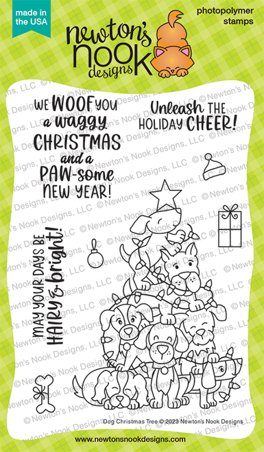 Dog Christmas Tree Stamp Set ©2023 Newton's Nook Designs