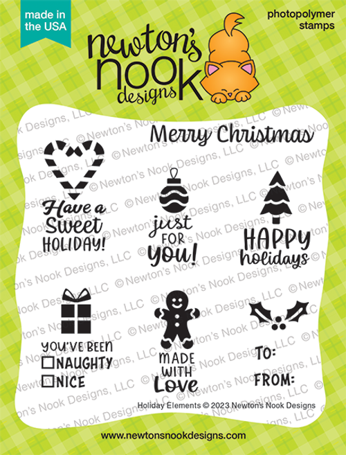 Holiday Elements Stamp Set ©2023 Newton's Nook Designs