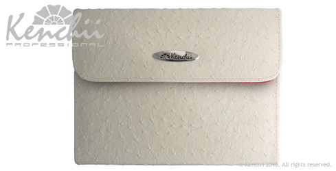 Ostrich Faux Leather 6-shear Case, White