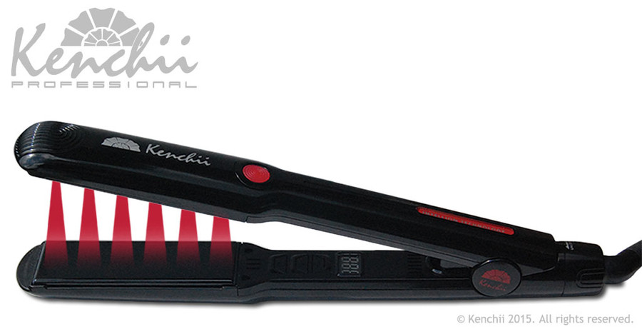 Kenchii Intellion infrared hair iron showing infrared rays. Kenchii Intellion infrared hair iron showing infrared rays.