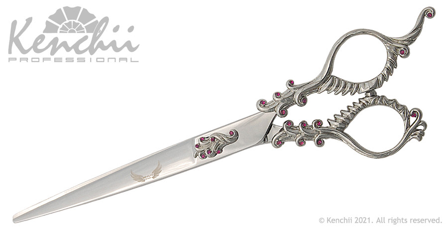 Kenchii Reign® 7-inch scissor (silver with purple stones).