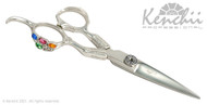 Kenchii Radiance 5.5-inch scissor with jewel-encrusted finger ring.