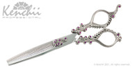 Kenchii Reign® 40-tooth thinner (silver with purple stones). Scissors for hair cutting