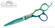 Kenchii Peacock™ 6.0-inch cobalt scissor in blue and green titanium.