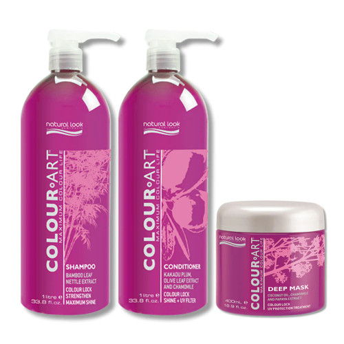 Natural Look Colour Art Shampoo & Conditioner 1 Litre & Mask 400ml Trio