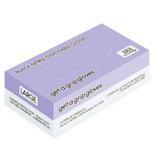 Get A grip Gloves Black Nitrile Disposable Gloves Large 100 Pieces