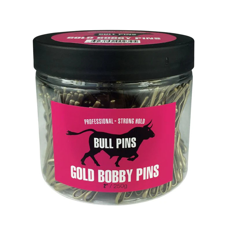 Bull Pins - Gold Bobby Pins Strong Hold   2" 250g  Tub