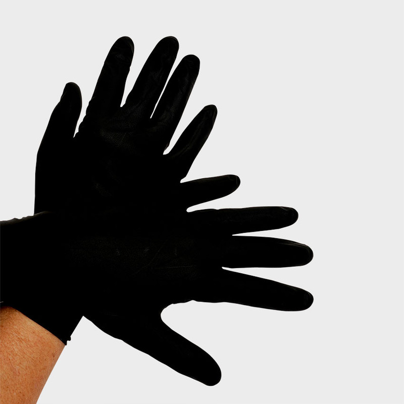 Glide Professional Reusable Black Latex Gloves Medium-24pk