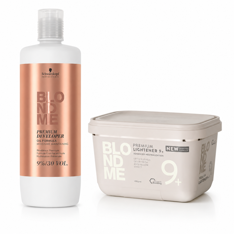 Schwarzkopf BLONDME Premium Lightener 9+ & Developer 9%/ 30 Volume Duo Set
