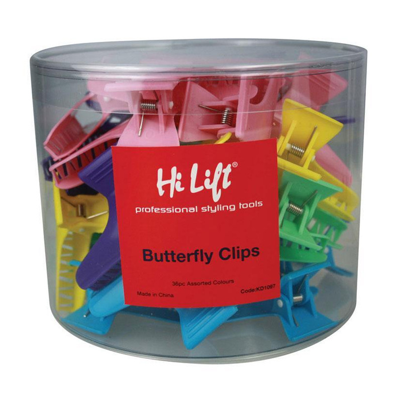 Hi Lift Butterfly Clips Assorted Colours 36 Pieces
