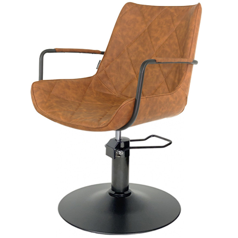 Joiken Taylor Hydraulic Styling Chair in Tan with a Black Disc Base