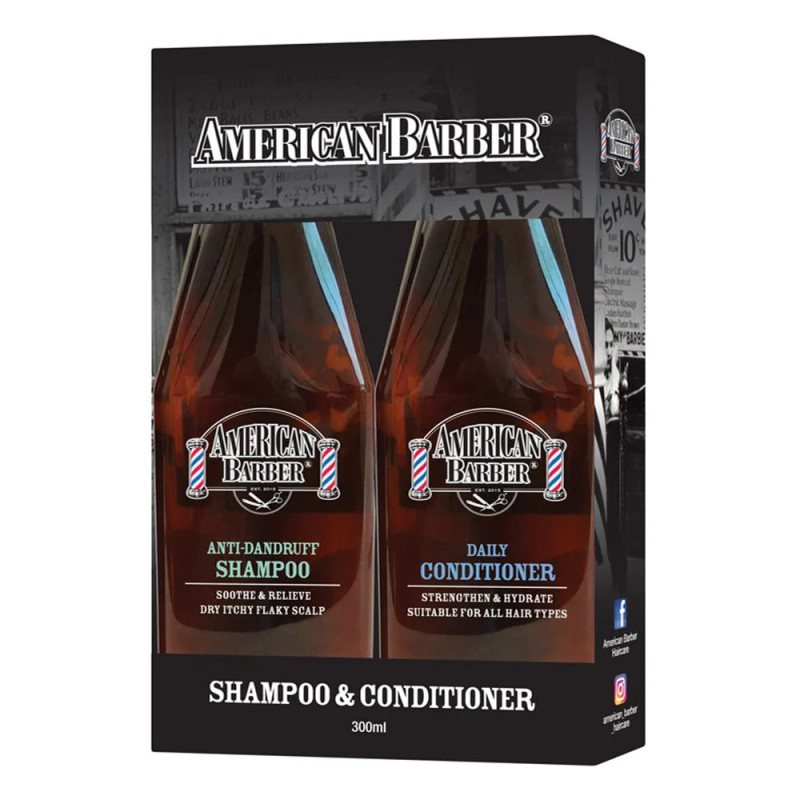 American Barber Anti Dandruff Shampoo and Daily Conditioner Duo 300ml