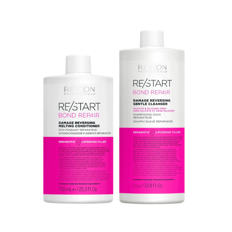Revlon Professional RE/START Bond Repair Damage Shampoo 1000ml & Damage Reversing Melting Conditioner 750ml Duo