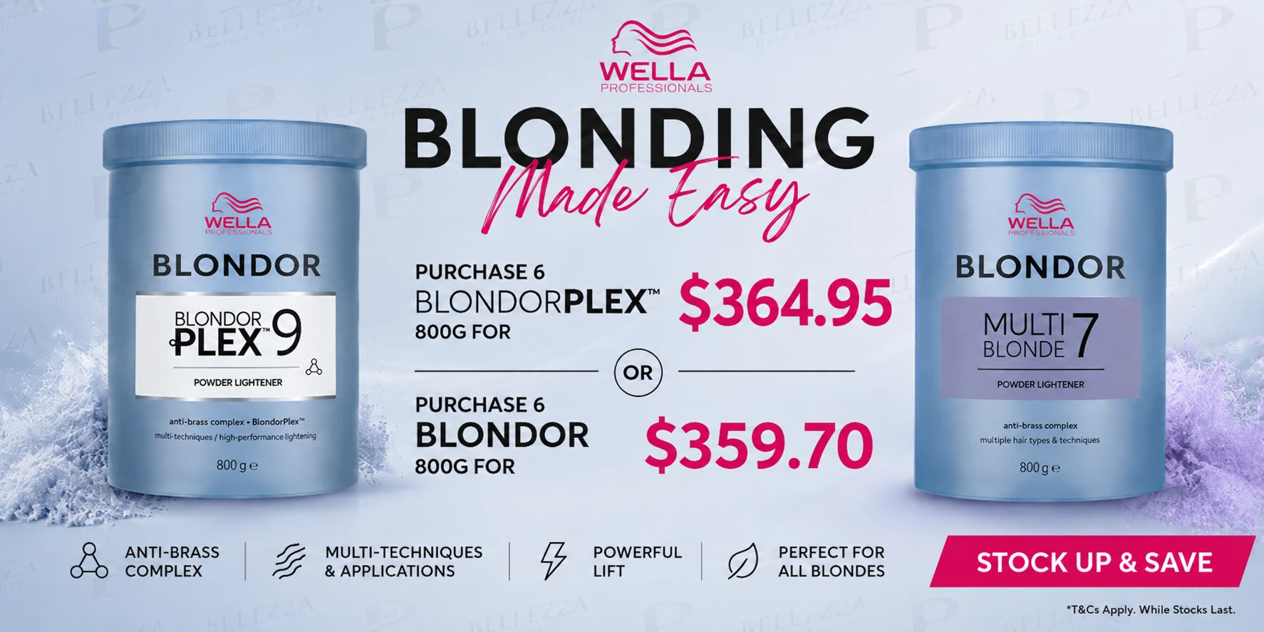 Achieve beautiful blonde results with Wella professional lighteners. Choose Blondor for reliable lift or BlondorPlex with built-in bond-building technology. Shop at Bellezza Australia.
