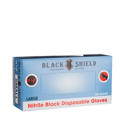 Black Shield Disposable Black Nitrile Gloves (100 Pieces) Large