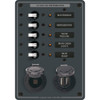 Blue Sea 8120 - 5 Position 12V Panel w\/Dual USB  12V Socket [8120]