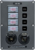 Blue Sea Water-Resistant 12V 4 Circuit Breaker Switch Panel with 12v Socket and Dual USB