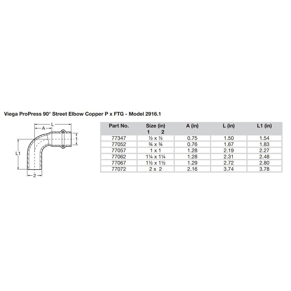 Viega ProPress 2" - 90 Copper Elbow - Street\/Press Connection - Smart Connect Technology [77072]