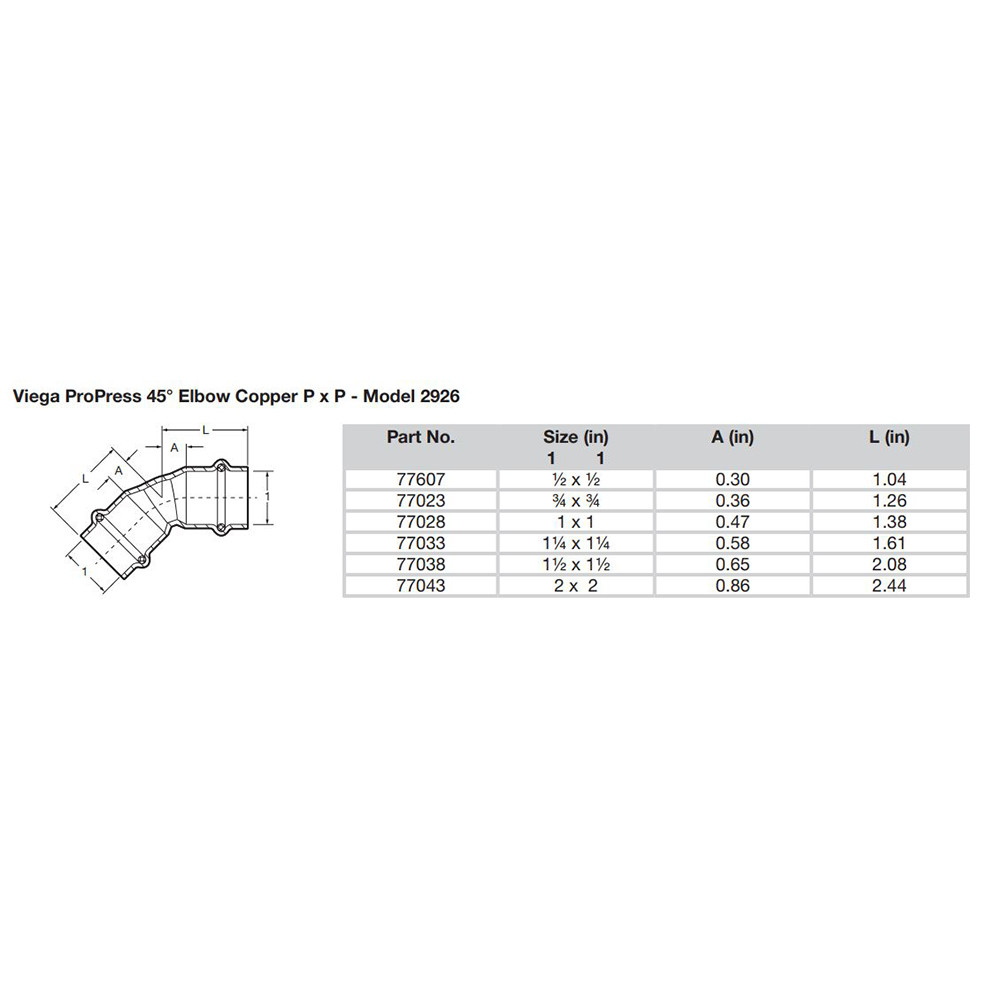 Viega ProPress 3\/4" - 45 Copper Elbow - Double Press Connection - Smart Connect Technology [77023]
