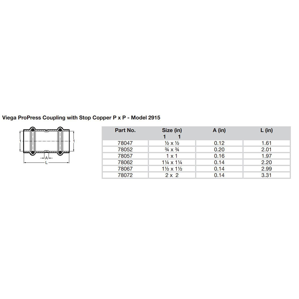 Viega ProPress 1-1\/4" Copper Coupling w\/Stop - Double Press Connection - Smart Connect Technology [78062]