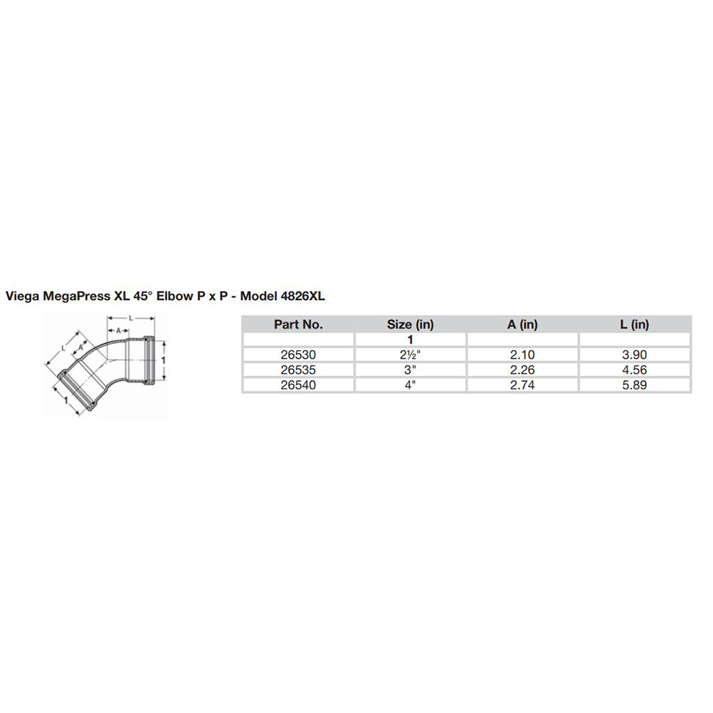 Viega MegaPress 4" 45 Carbon Steel Elbow w\/FKM - Double Press Connection - Smart Connect Technology [26540]
