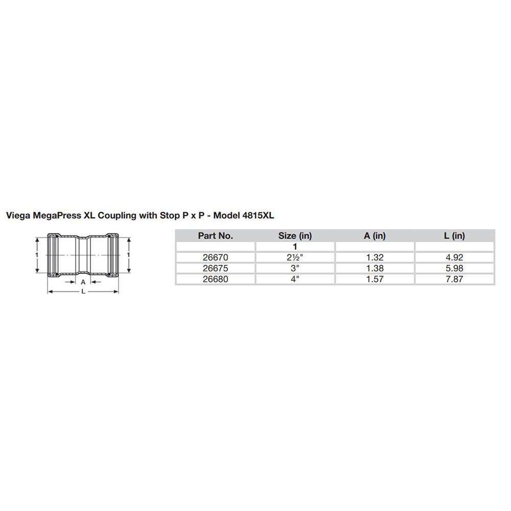 Viega MegaPress 4" Carbon Steel Coupling w\/Stop w\/FMK Double Press Connection - Smart Connect Technology [26680]