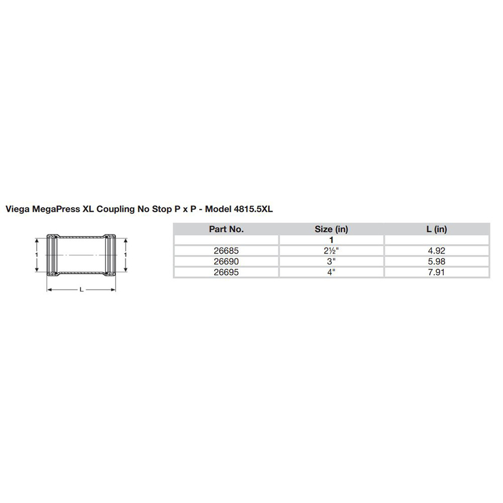 Viega MegaPress 4" Carbon Steel Coupling w\/o Stop w\/FMK - Double Press Connection - Smart Connect Technology [26695]