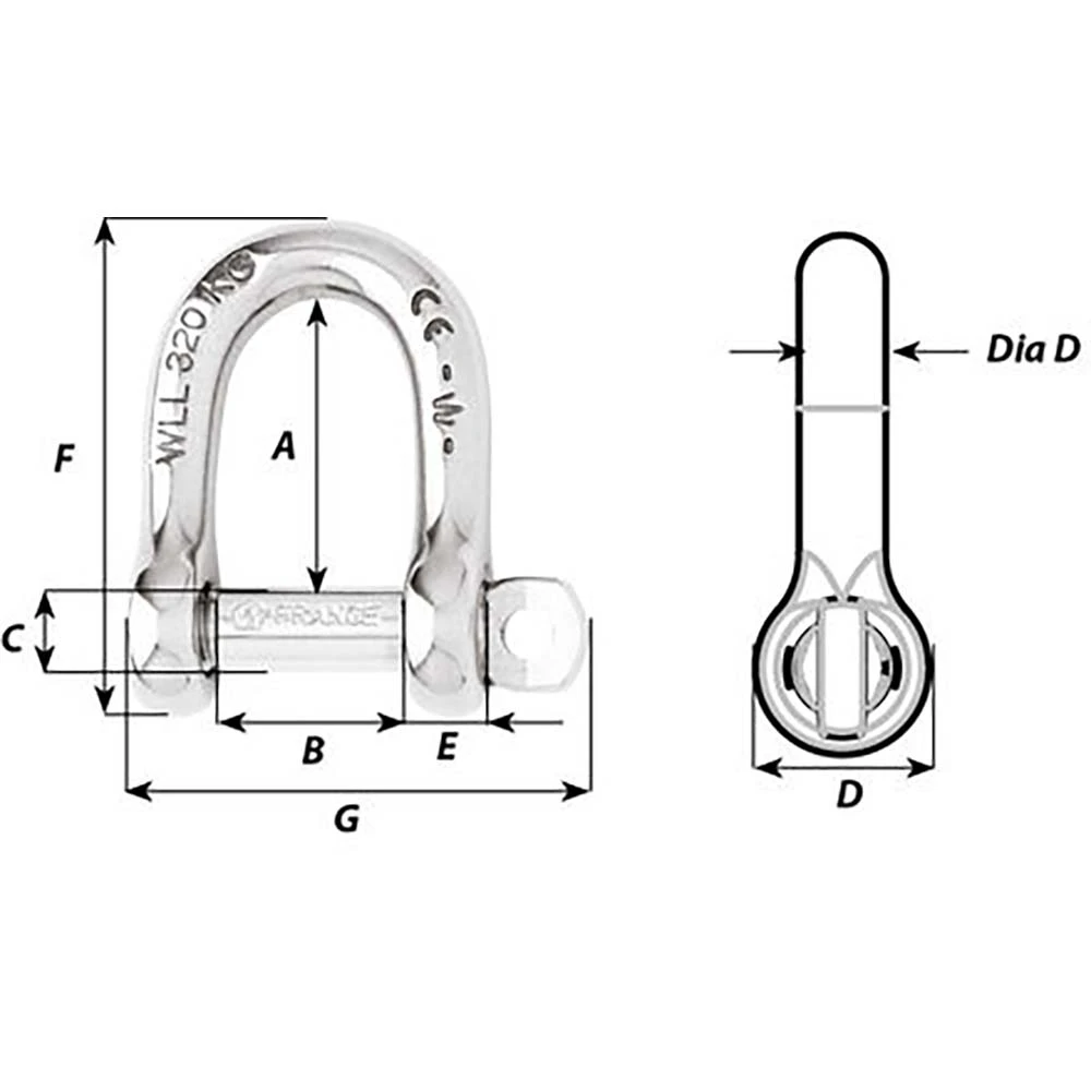 Wichard Self-Locking D Shackle - Diameter 6mm - 1\/4" [1203W]