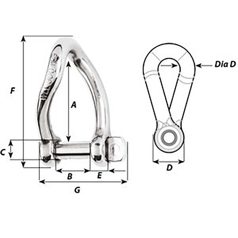 Wichard Self-Locking Twisted Shackle - Diameter 8mm - 5\/16" [1224W]