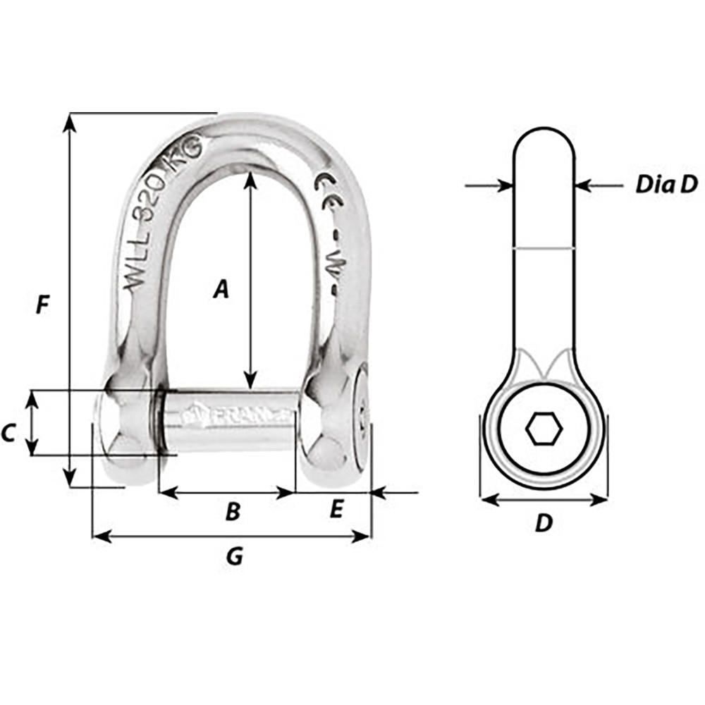 Wichard Self-Locking Allen Head Pin D Shackle - 10mm Diameter - 13\/32" [1305W]