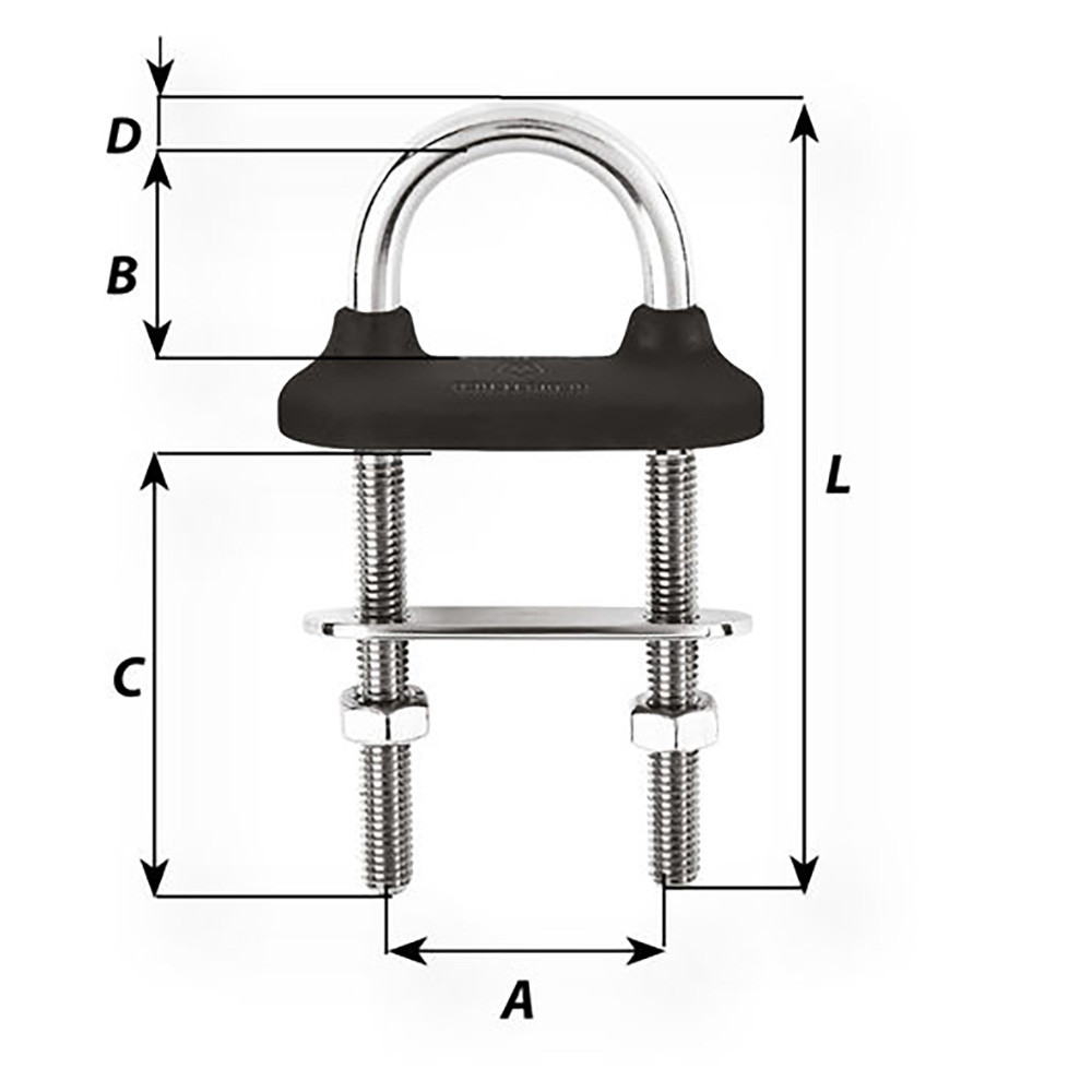 Wichard Black Watertight U-Bolt - 12mm Diameter - 15\/32" - 110mm Length - 4 21\/64" [65361W]