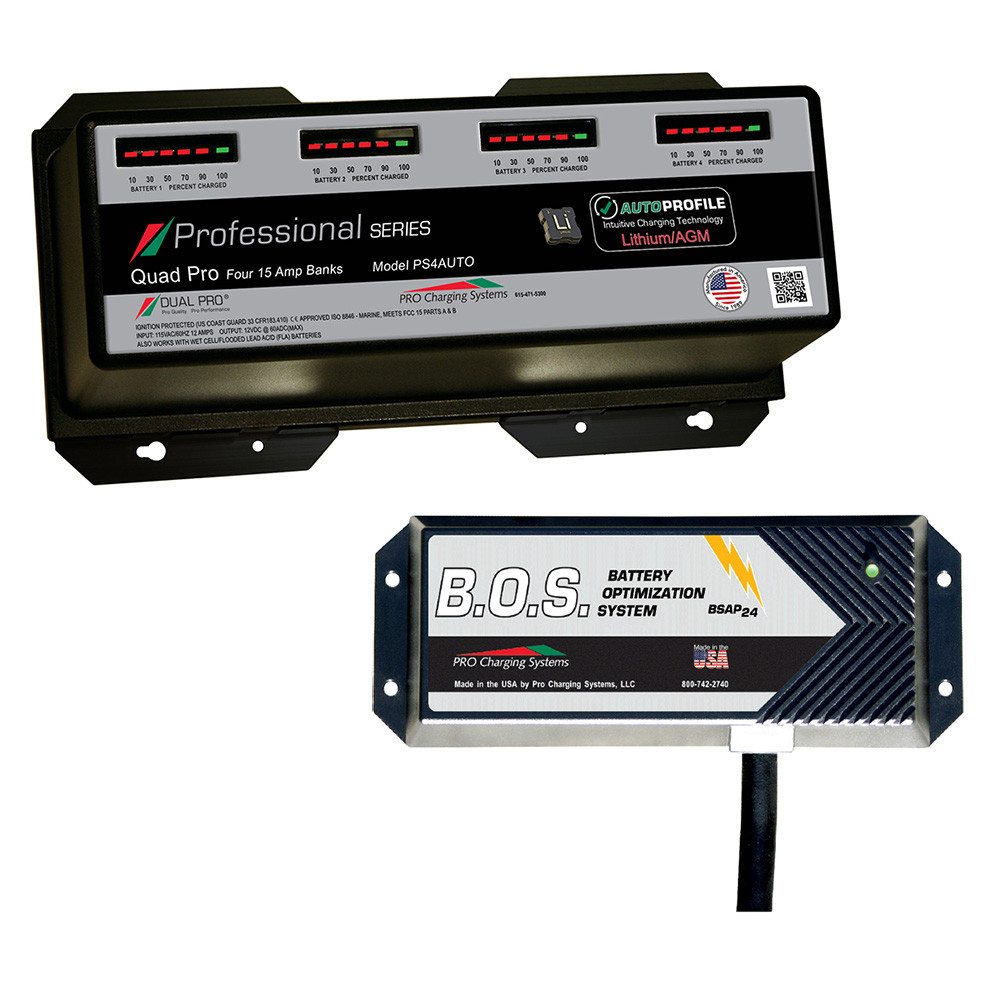 Dual Pro PS4 Auto 4 Bank Battery Charger w\/3 Bank B.O.S. [PS4AUTO\/BOS12V3]