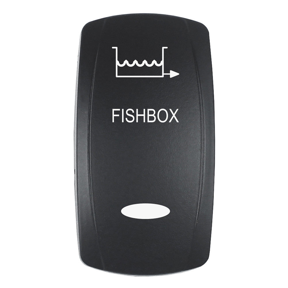 Pacer Actuator - 'FISHBOX' f\/V Series Contura Switches - Black - Laser Etched (Top\/Bottom Light) [EV2LE-FBX]