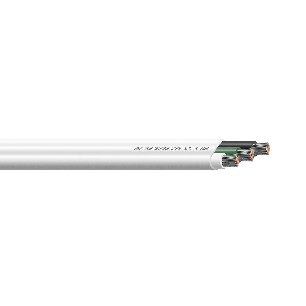 Sea-Dog 6\/3 AWG Flat Triplex Wire - White\/Green\/Black - 50' [8006301]