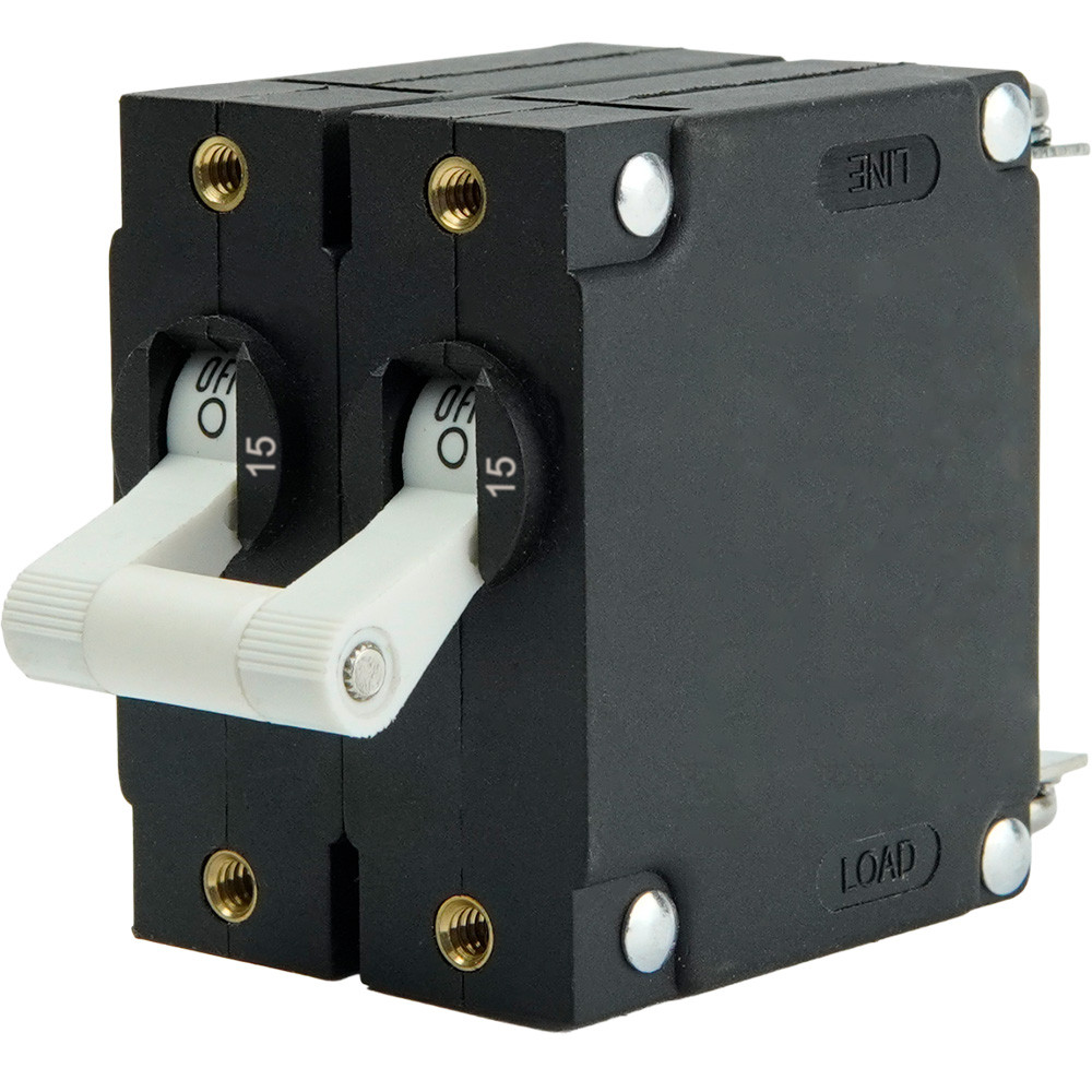 Egis A Series White Toggle Panel Mount Circuit Breaker - Dual Pole 15A [3202-15]