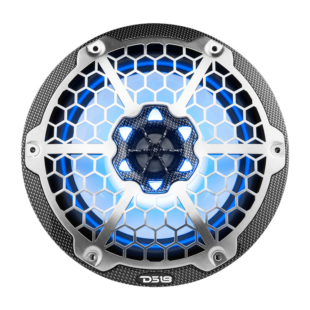 DS18 HYDRO 8" 2-Way Marine Speakers w\/RGB LED Lights - 125W RMS, 4-Ohm - Black Carbon Fiber [CF-8M]