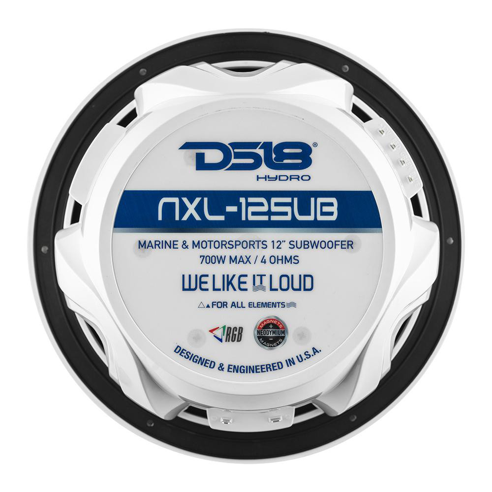DS18 HYDRO 12" Subwoofer w\/RGB Lights - 700W - White [NXL-12SUB\/WH]