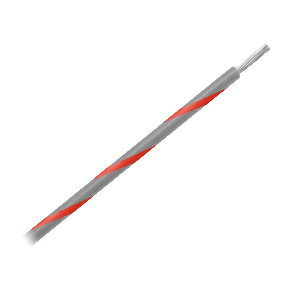 Pacer 14 AWG Gauge Striped Marine Wire 500' Spool - Grey w/Red Stripe