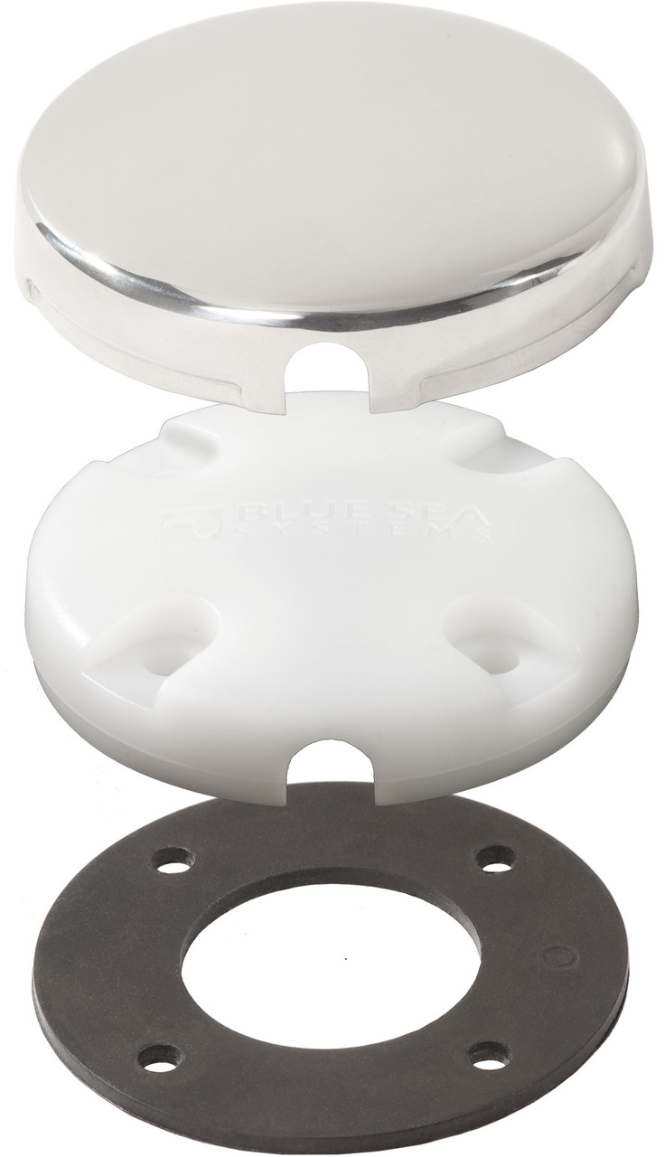 Blue Sea Side Entry CableClam White Max Cable Dia 0.28in With Stainless Steel Cover