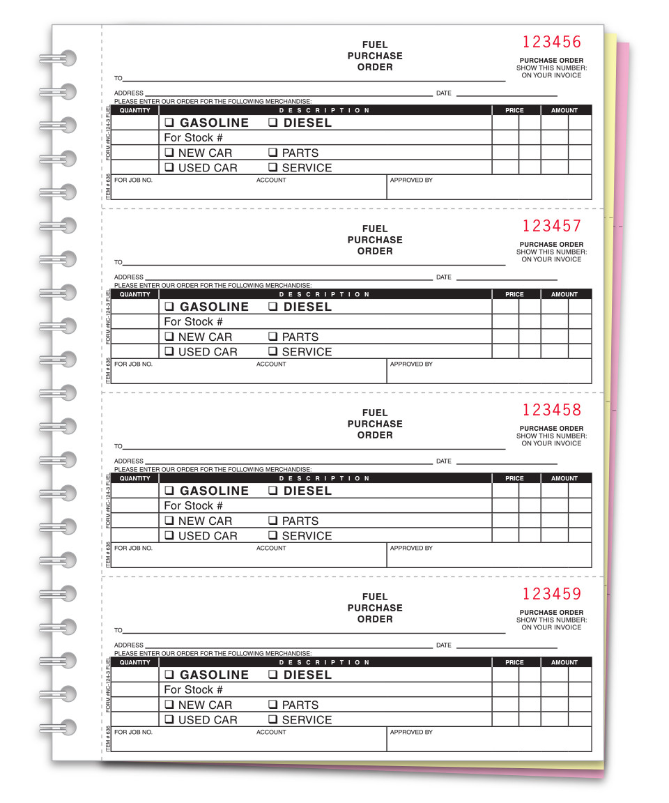 Automotive Service Products Fuel Request Books 636