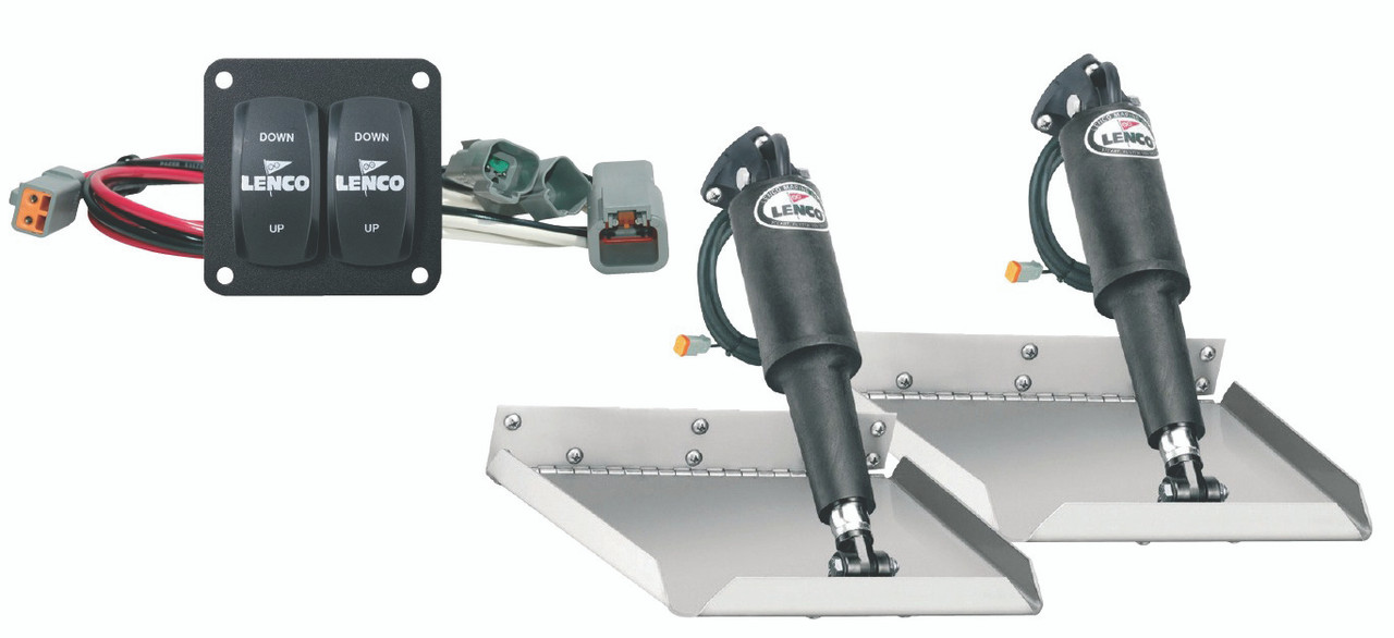 Lenco 12inx12in Edge Mount Trim tab Kit 12v with Double Rocker Switch