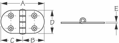Sea-Dog Line Ss Round Hinge 1-1/2"X2-3/4" 201700-1