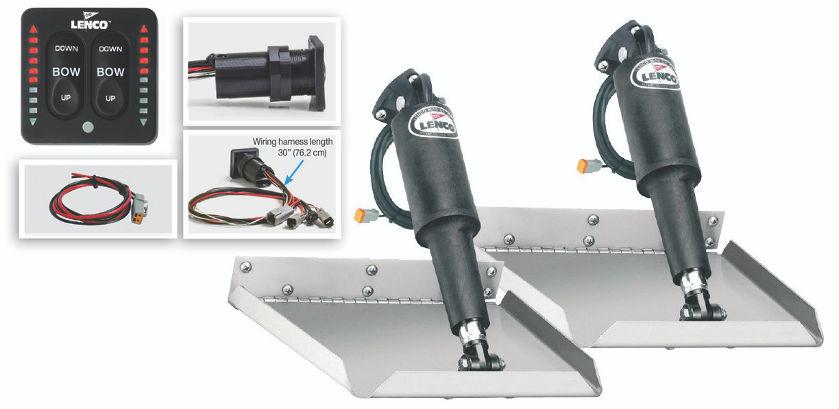 Lenco 12inx12in Edge Mount Trim Tab Kit 12v with LED Integrated Switch