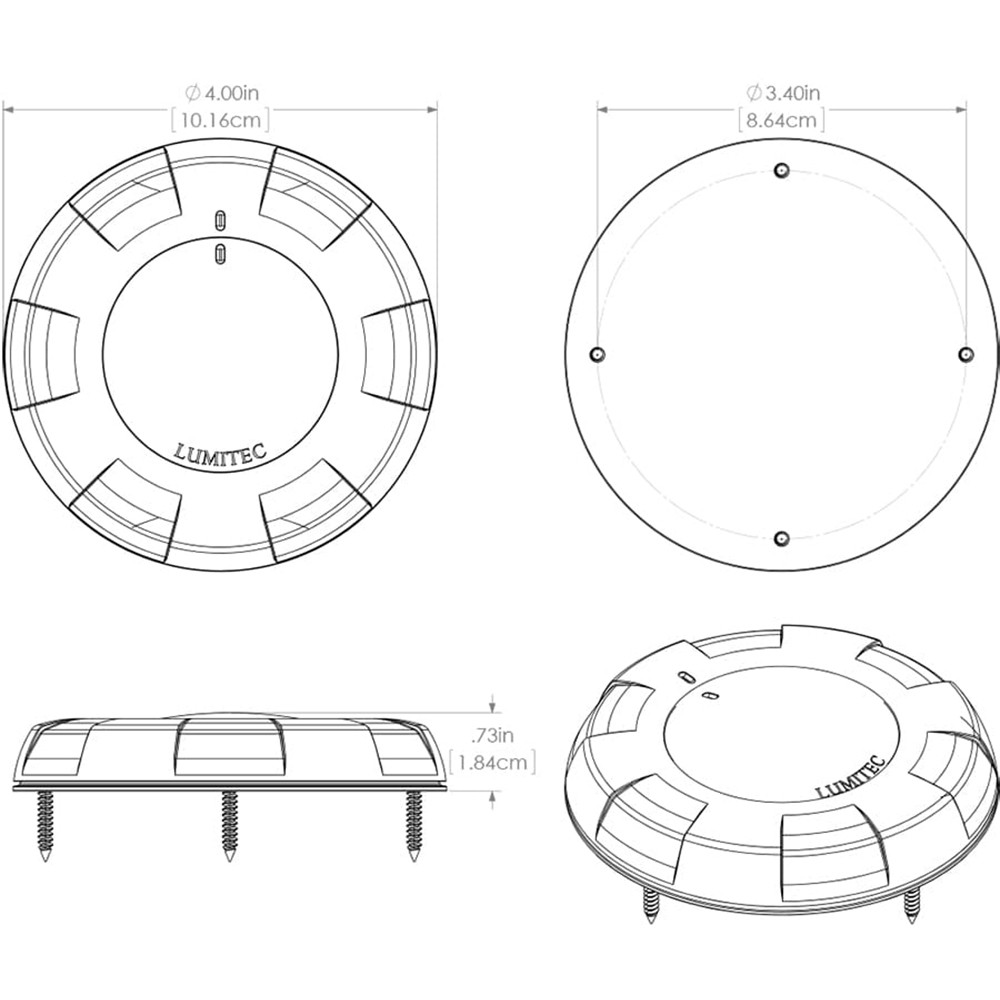 Lumitec Aurora LED Dome Light - White Finish - White\/Red Dimming [101076]