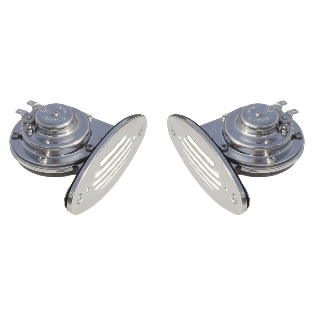 Schmitt Marine Mini Stainless Steel Dual Drop-In Horn w\/Stainless Steel Grills High  Low Pitch [10055]