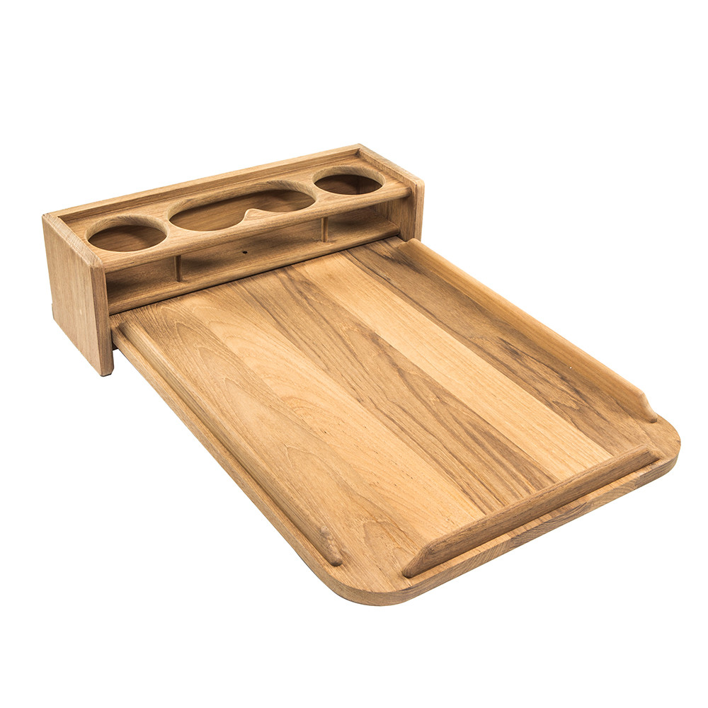 Whitecap Teak Drinkholder w\/Removable Cockpit Table Top - Holds 4 Glasses [61394C]