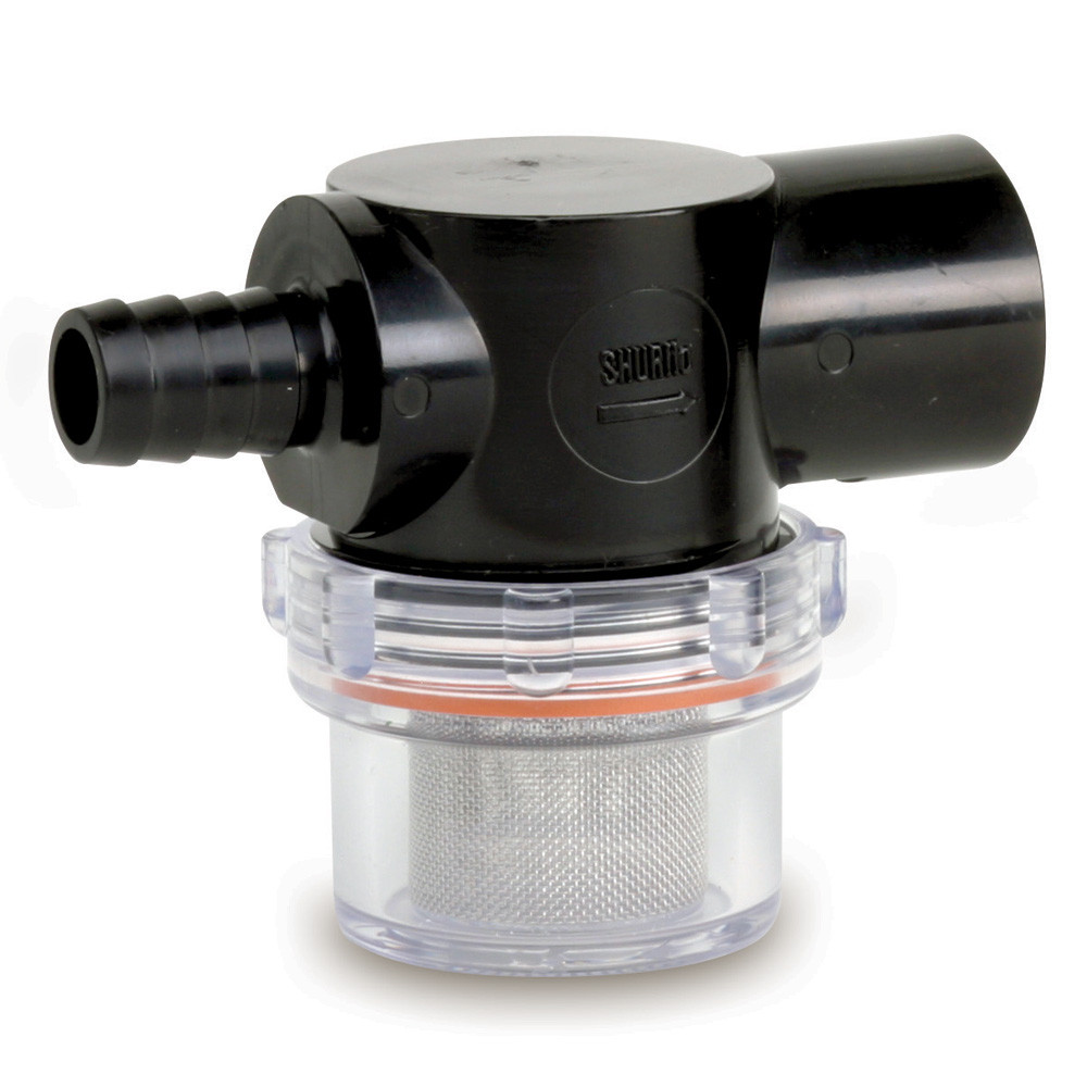 Shurflo by Pentair Twist-On Water Strainer - 1\/2" Barb Inlet - Clear Bowl [255-323]