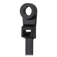 Pacer 8" Cable Tie w/Mounting Ring - Black - 50lb Tensile Strength - 2" Bundle Diameter - 100 Piece Bag