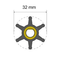Albin Group Premium Impeller Kit - 32 x 8 x 12mm - 6 Blade - Single Flat Insert